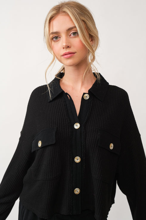 ADA CROP WAFFLE JACKET